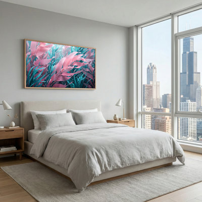 Ensemble de 1 tableau sur toile à motif de feuilles tropicales