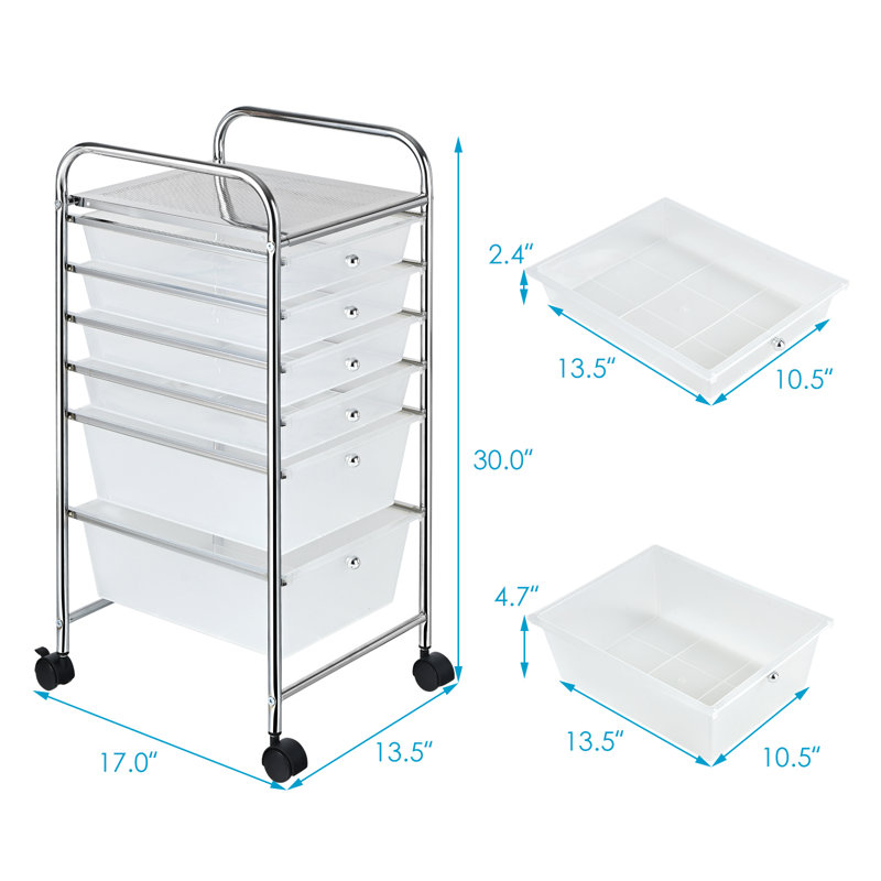 30'' H x 13'' W Utility Cart with Wheels, Clear
