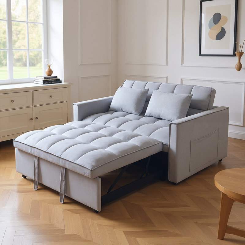 Modern Style Design Velvet Sofa Bed, Gray