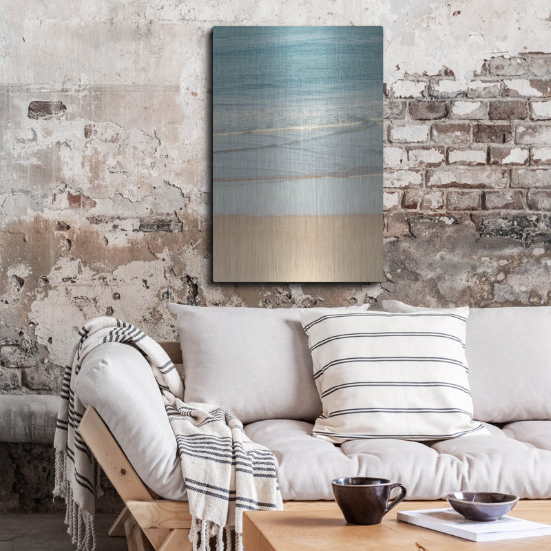 Art mural en métal Beachcrest Home ™ «White Oceans 59» par Ian Winistanley, H 36 po x l 24 po