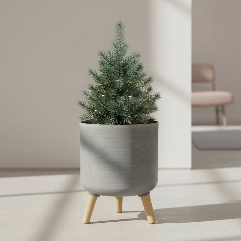 Modena Planter with Stand, Brushed, Gray