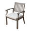 Chaises de salle à manger d'extérieur modernes en aluminium avec coussins gris foncé et argentés, conception à lattes ouvertes, 25,48 de large, structure stable, assemblage requis, rouille légère, incluse, structure