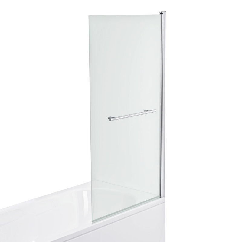 VeeBath Square Edge Bath Screen with Towel Rail - 1400 x 800mm
