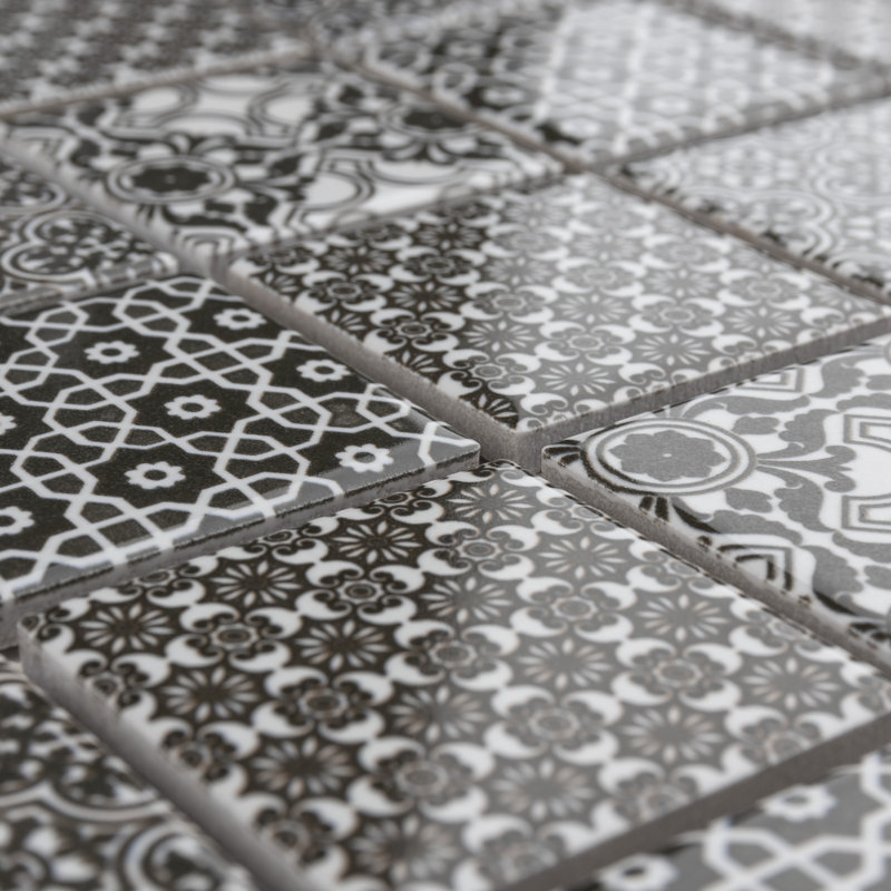 Classico 2" x 2" Porcelain Grid Mosaic Wall & Floor Tile, Black