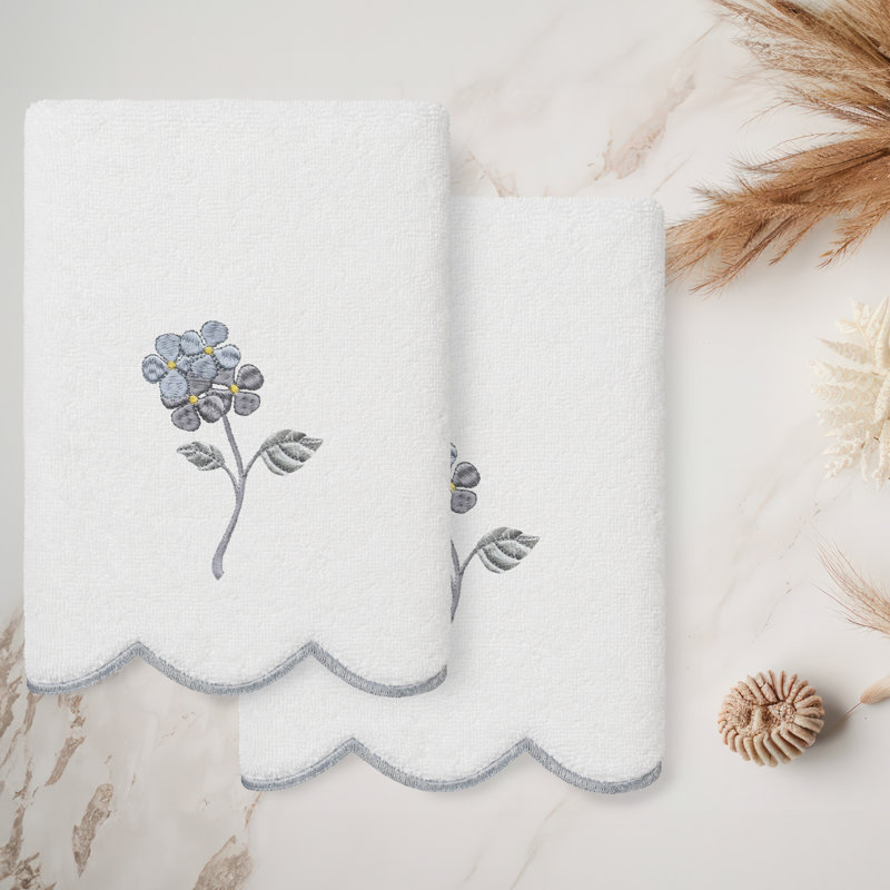  Ensemble de serviettes essuie-mains 100% coton turc 2 pièces HYDEA, Ensemble de 2 essuie-mains, Blanc / Gris