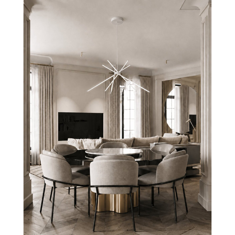 Pilton 5-Light LED Sputnik Modern Chandelier, Matte White