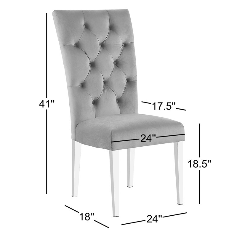 Beriguette 18.5"H Tufted Velvet Upholstered Dining Chair , Gray, Gold