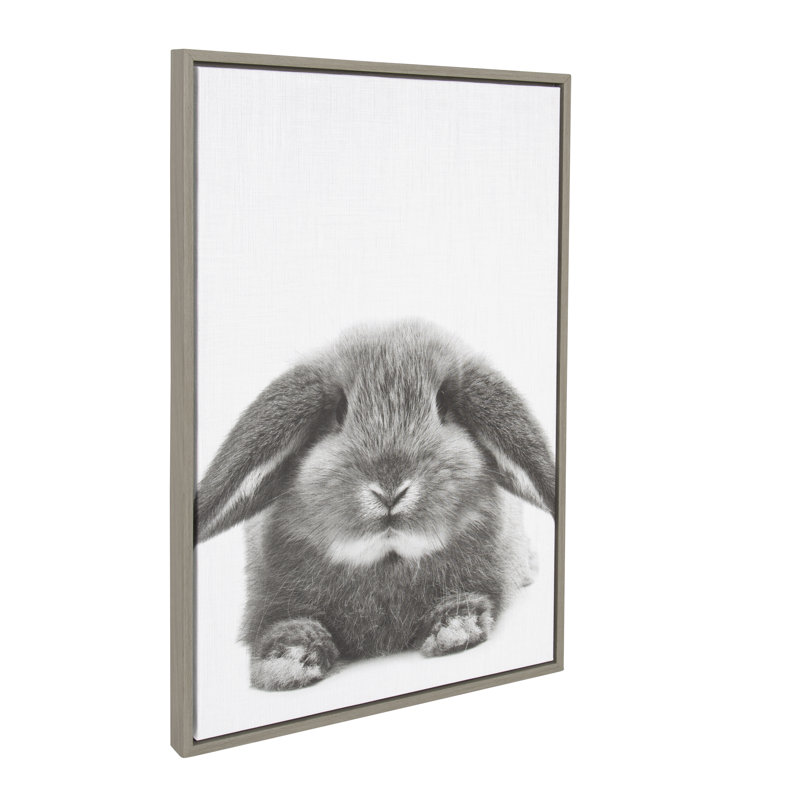 Reproduction d'art sur toile, "Lapin" par Simon Te of Tai, Encadré gris