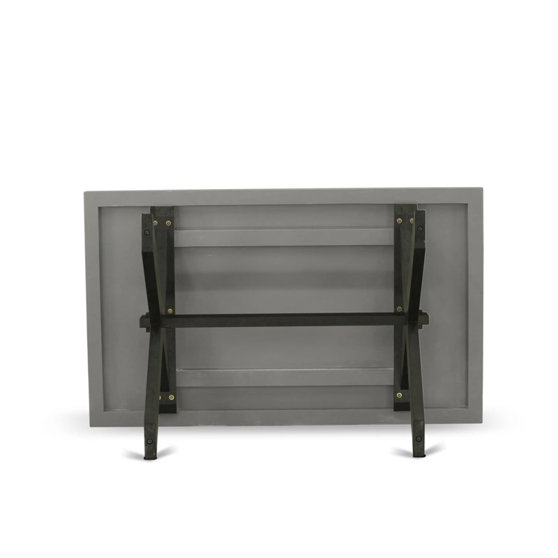 Table de salle à manger X-Style Mid-Century Modern - plateau de table rectangulaire en bois avec pieds élégants, Ciment