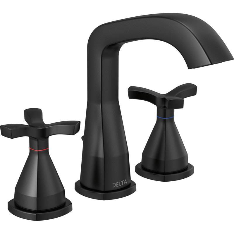 Stryke Widespread Bathroom Faucet with Drain Assembly, Matte Black