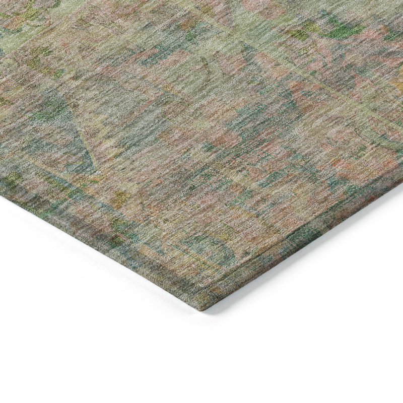 Tapis intérieur / extérieur 3 pi x 5 pi bleu sarcelle et mauve floral lavable
