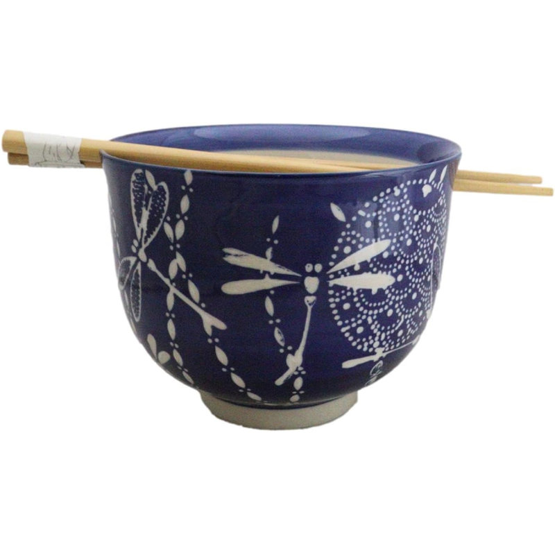 Ensemble de bol de bon augure Rombes de Donburi libellule avec baguettes