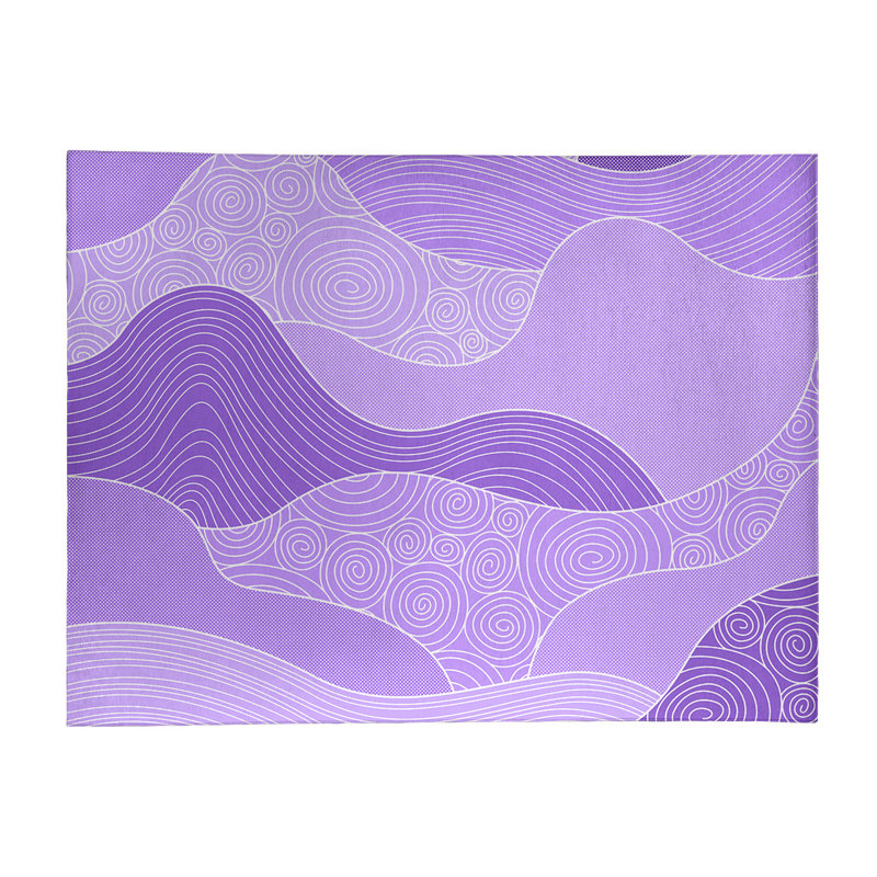 Tapis mauve à la main vagues, Rectangle 9 pi x 12 pi