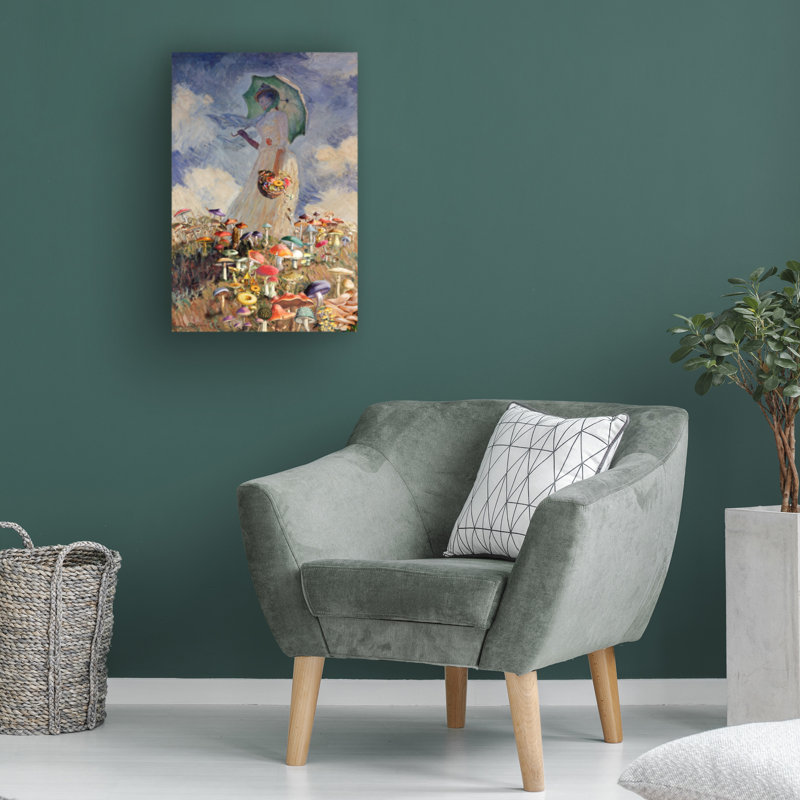 Art sur toile, maîtres bolognais Redux, femme avec parasol Monet, H 12 po x l 19 po