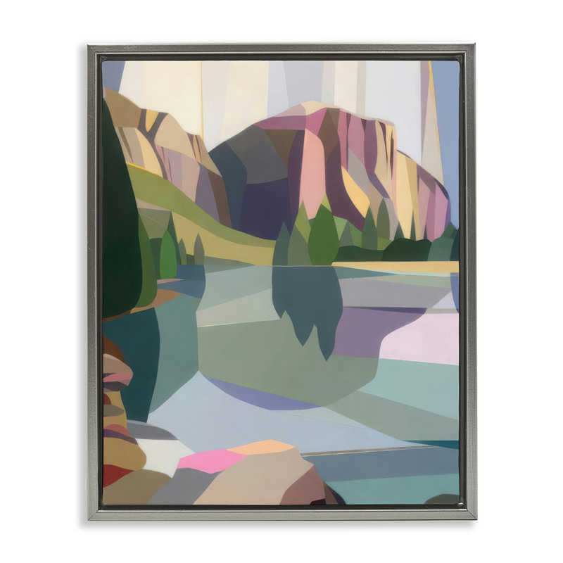 Cadre flottant El Capitan & Merced River, design par Melba Browne, Cadre flottant gris lustré, H 31 po x l 25 po