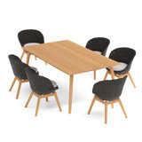 Tulle Outdoor 7 - Piece Teak Dining Set with Cushions