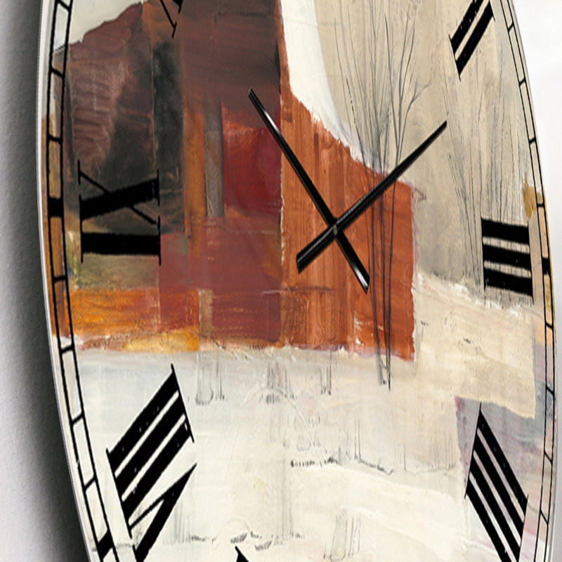 Hiver à la ferme - Horloge murale, Surdimensionné, Brun