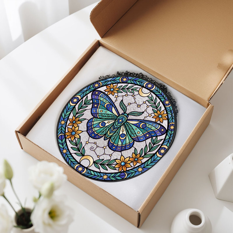 Panneau de vitrail en verre coloré, 7,8 heures, H 7,8 po