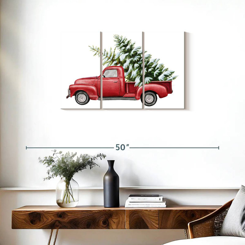 Camion de Noël rouge Lelend, H 20 po x l 33 po