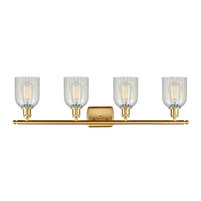Éclairage de salle de bain à intensité variable 4 lumières Vella, Ampoule DEL 6 watts Vinage, Mouchette, Or satiné