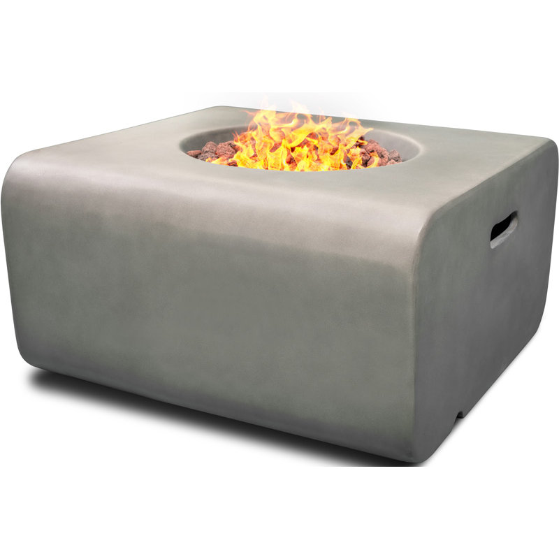 Lavish Garden & Patio Gas Fire Pit With Eco-Stone Finish, Dark Grey