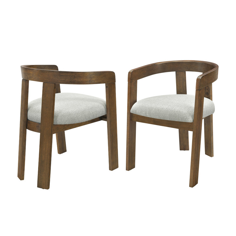 Ensemble de 2 chaises de salle à manger modernes, structure en bois d'hévéa, sièges rembourrés de forme cylindrique