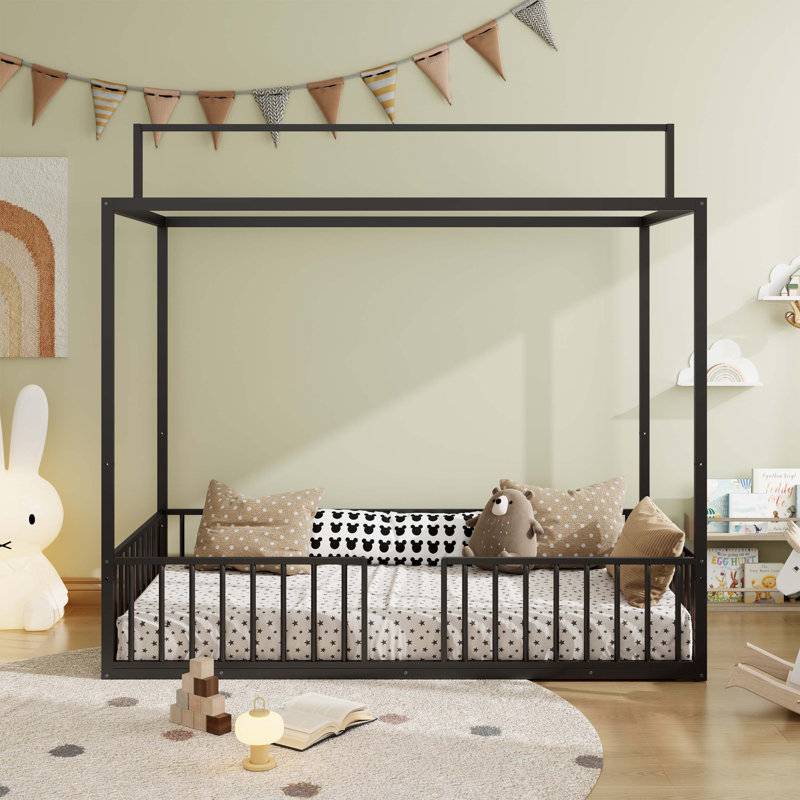 Lit de sol convertible 3-en-1 Montessori, Simple, Noir