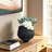 Modern Stoneware Porcelain Vase with Organic Carved Texture and Sculptural Irregular Rim Design-1015339458