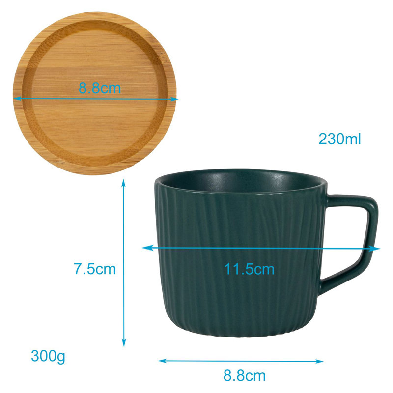 Atac Ceramic Teacup and Saucer, Green