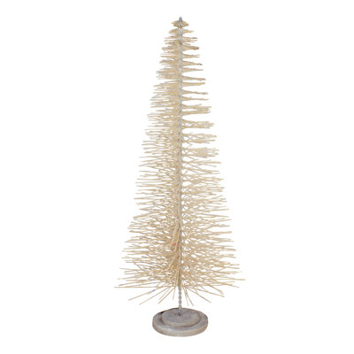 26" Gold Wooden Bottle Brush Christmas Tree