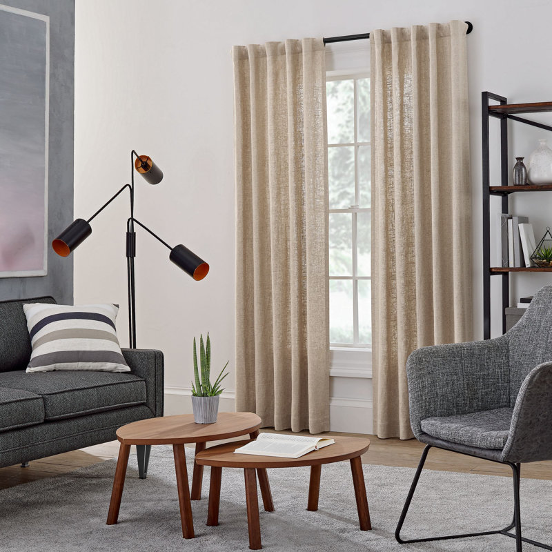 Dark Brown Industrial Steel Wall Mounted Curtain Rod Set