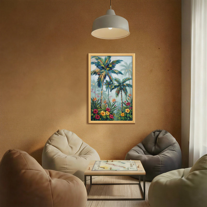Plantes et fleurs, palmiers tropicaux et fleurs colorées