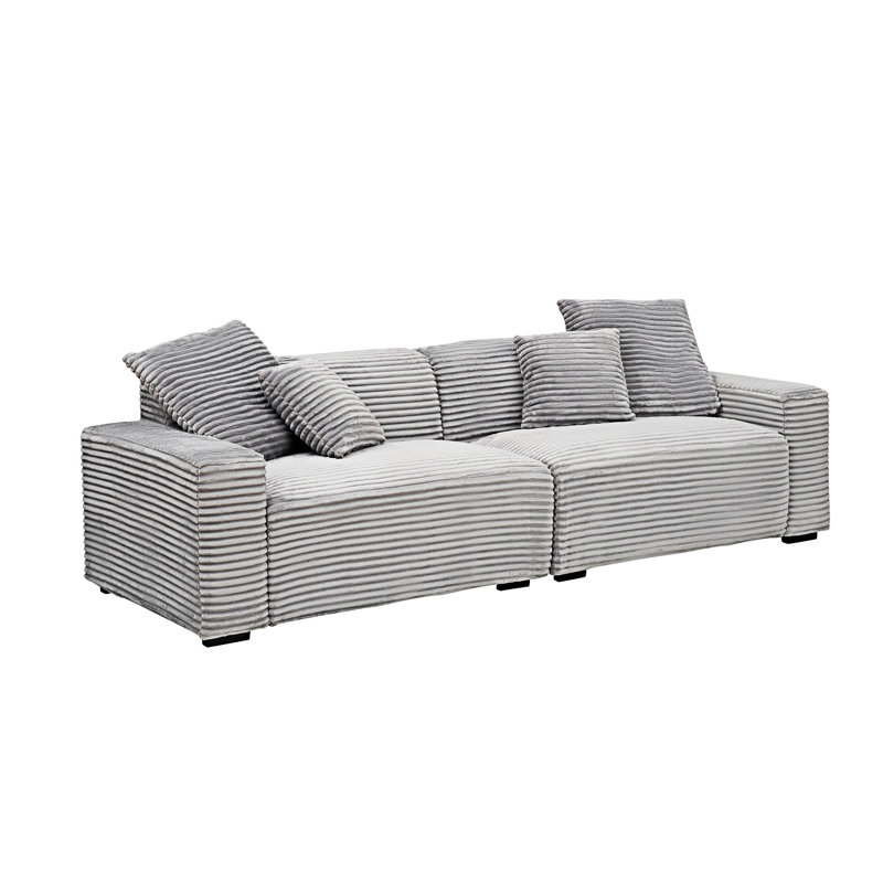 Grand canapé avec coussins, Gris