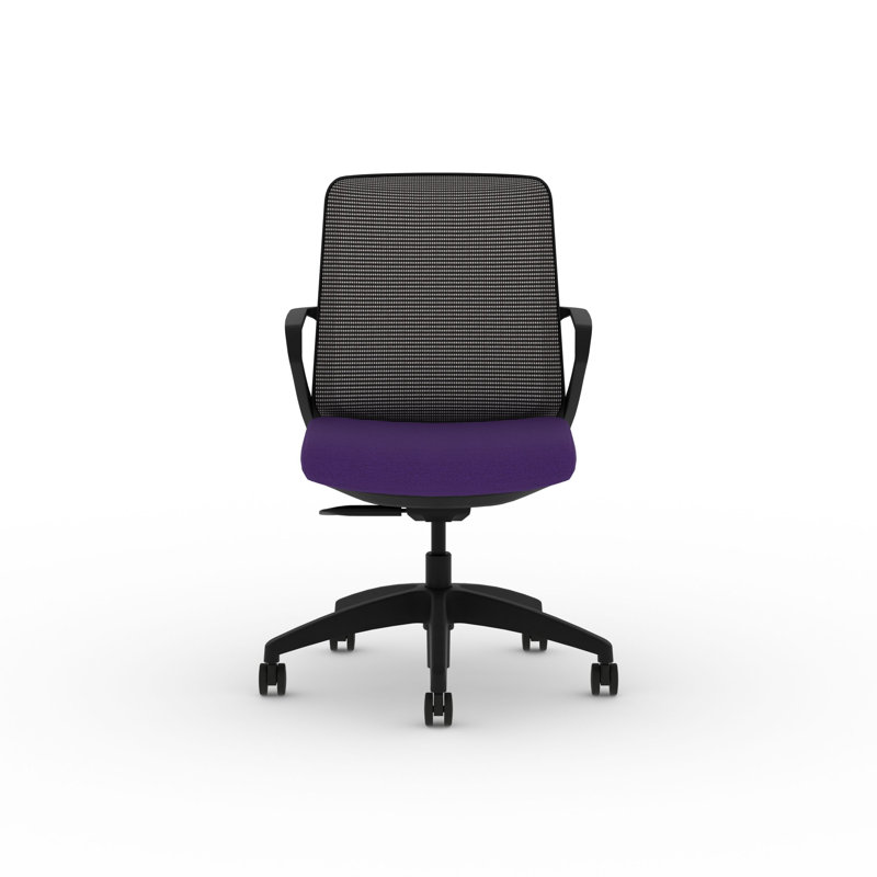 HON Cliq Task Office Chair, Weight-Activated Control, Fixed Arms, Black Frame, Iris, Iris, Black