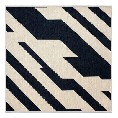 Washable Cream Navy Striped Area Rug