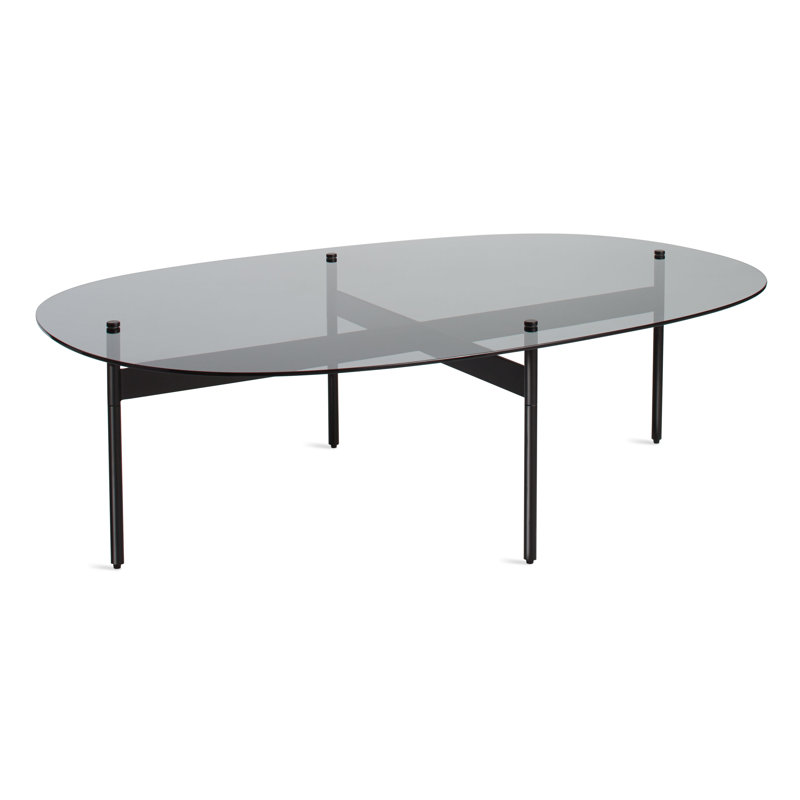Table basse Flume Swoval, Fumée / noir, H 14 po x l 47 po x P 31 po