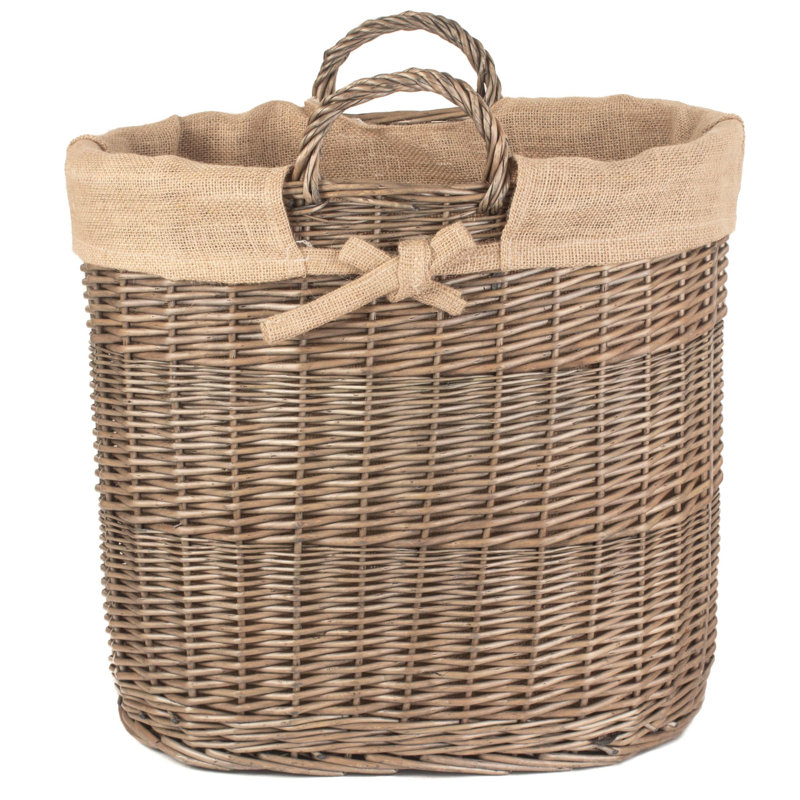 Highcliffe Wicker Lined Storage Log Carrier, 48cm H x 40cm W x 31cm D