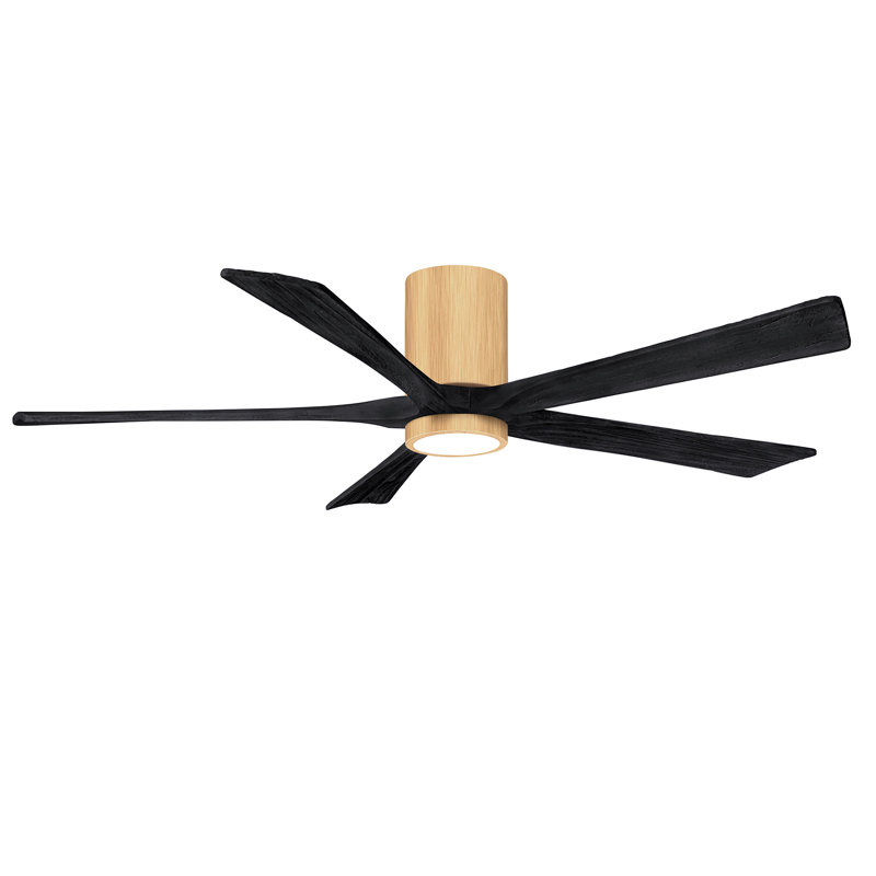 Ventilateur de plafond à 5 pales DEL avec ensemble d'éclairage inclus Irene, Érable clair, 60", Noir mat