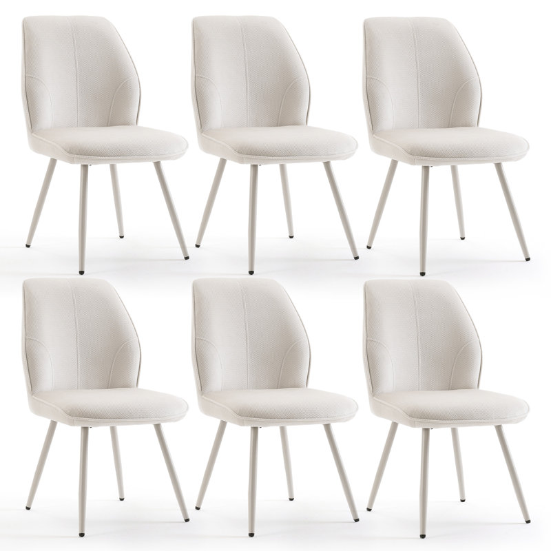 Chaises de salle à manger rembourrées Monno Chenille, 6, Beige, Beige