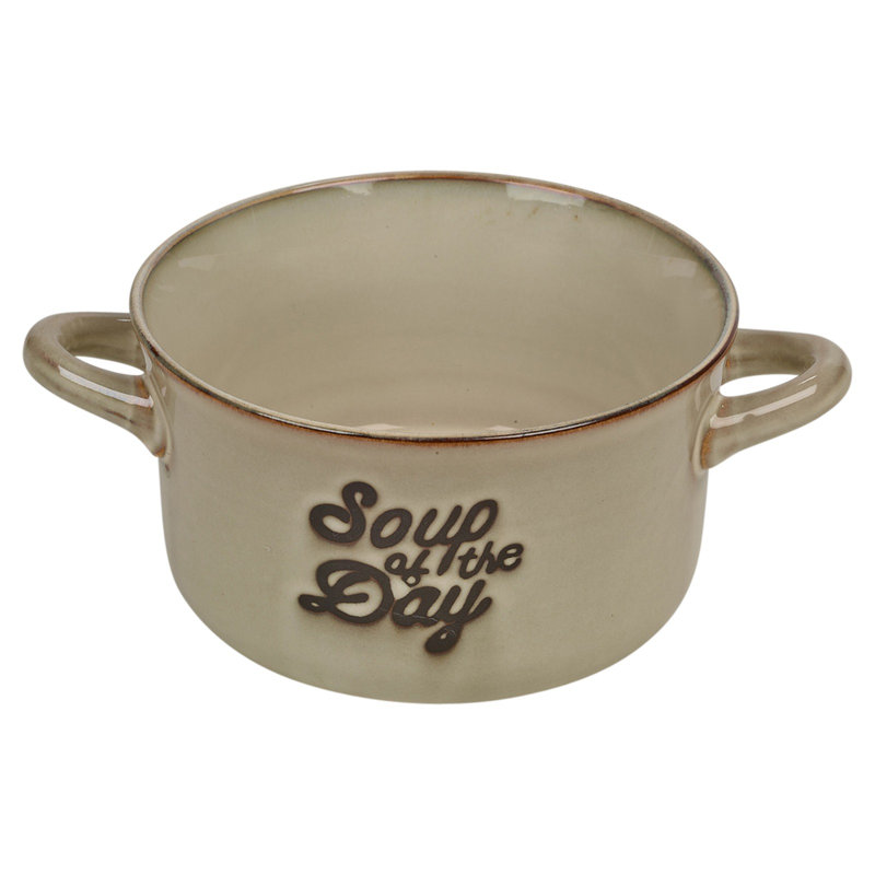 Brown Stoneware Cereal And Soup Bowls With Handles – 500ml Large Serving Dishes