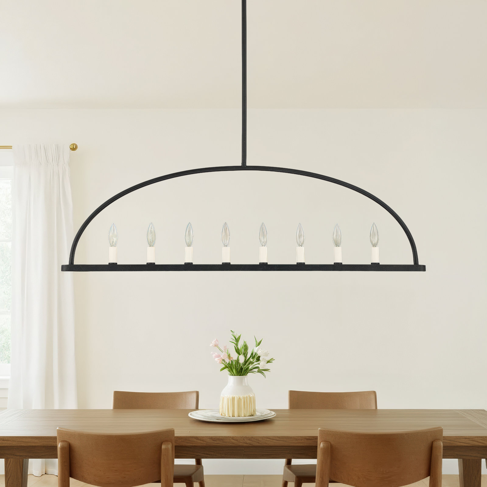 8-Light Chandelier, Black