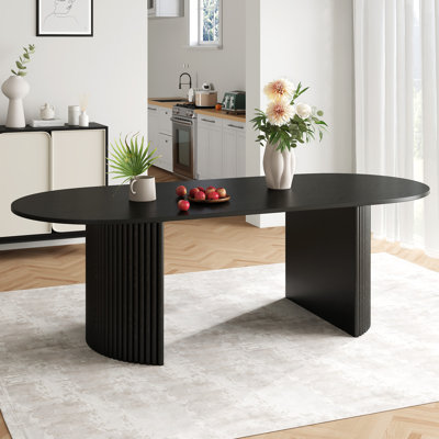 Fohoren Oval Dining Table Double Pedestal Kitchen Table