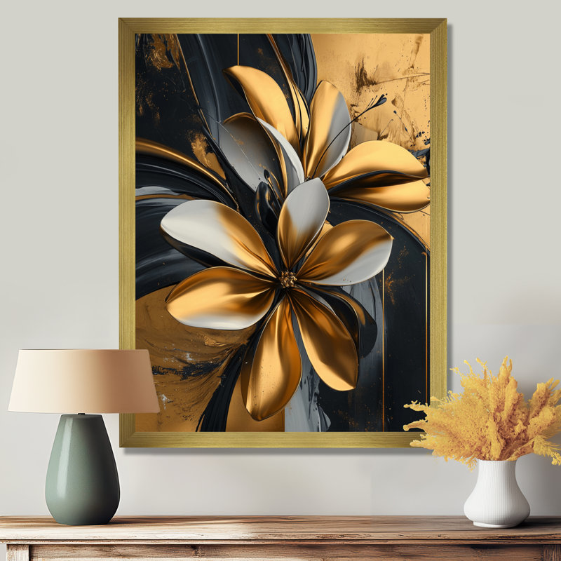 Norma - Floral Canvas Prints, 40" H x 30" W, Single Picture Framed Print, Gold
