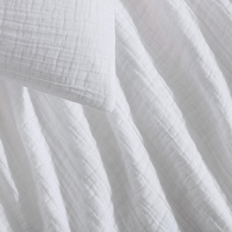 Calvin Klein Washed Texture Solid Cotton Duvet Cover Set, White, King Duvet Cover + 2 King Shams