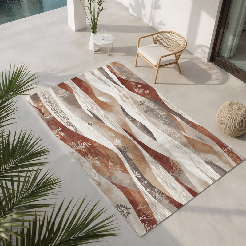 Sunset Flow Indoor And Outdoor Area Rug, Rectangle 5' x 7'