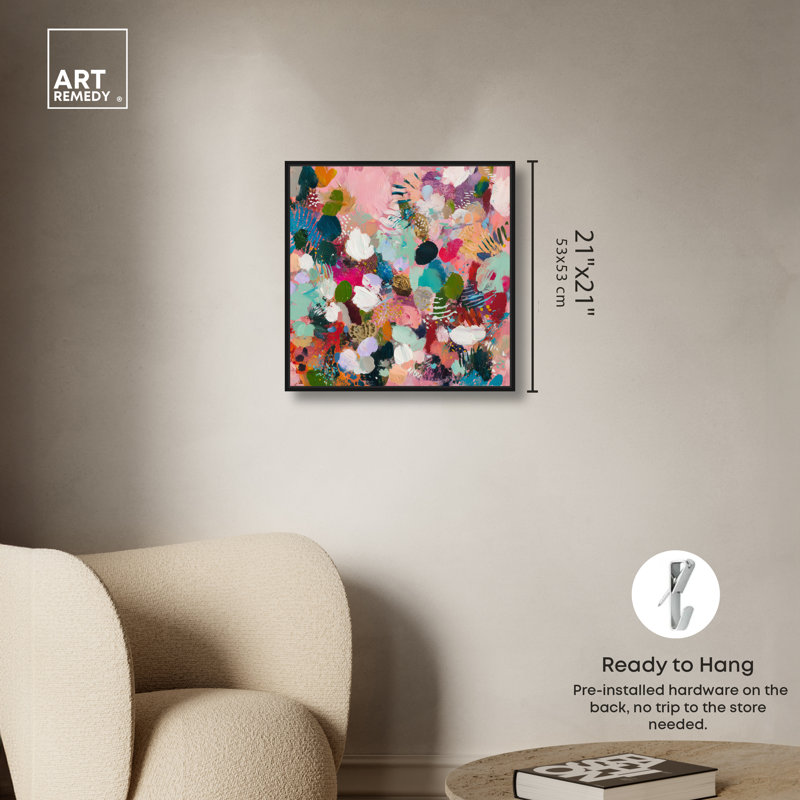 «Wildflower Waltz II», impression sur toile encadrée par Art Remedy, cadre noir, 20 x 20, 21"H x 21"W, Black Frame