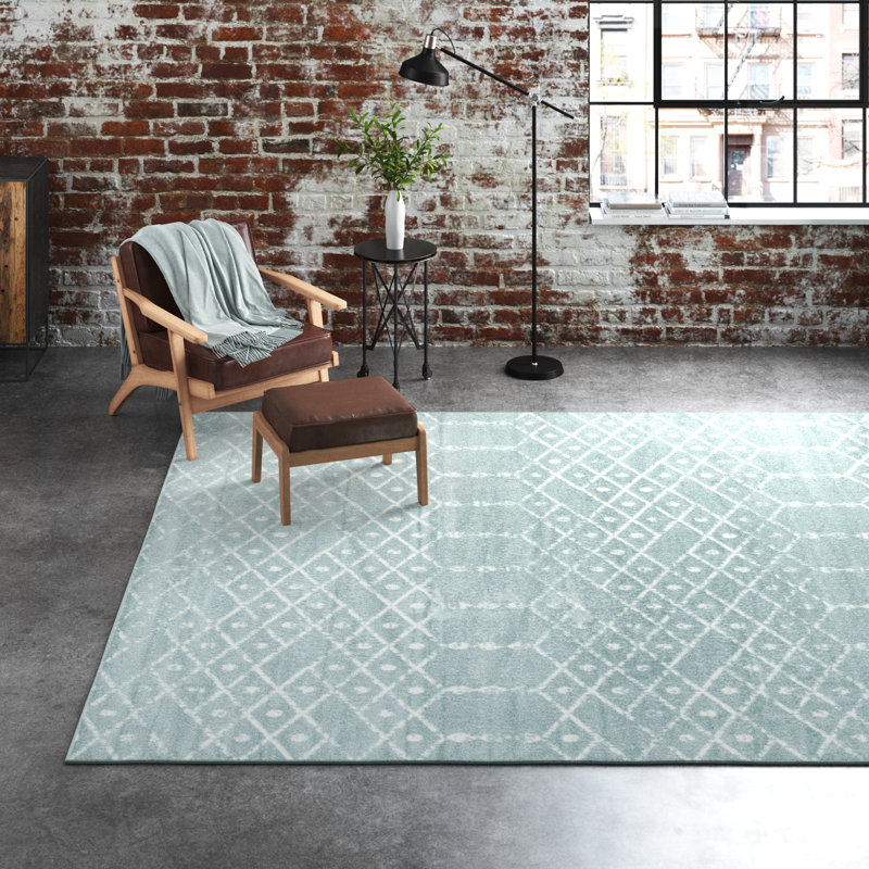 Sierra Geometric Area Rug, Rectangle 9' x 12', Aqua