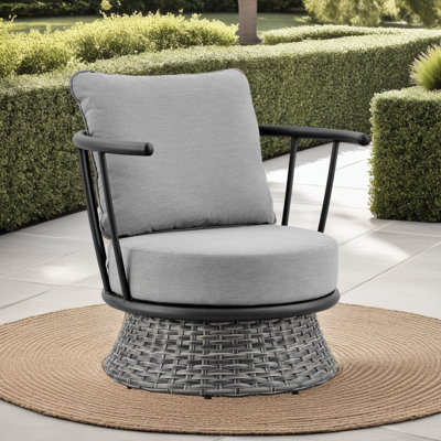 Durable Modern Metal Patio Lounge Chairs, Wicker Design For Outdoor