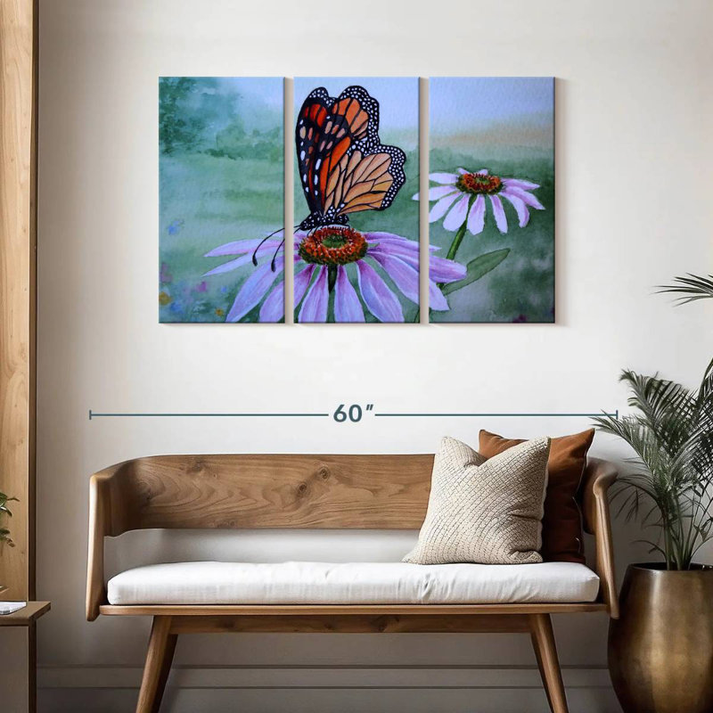 Harnek Butterfly On Coneflower, 28" H x 45" W