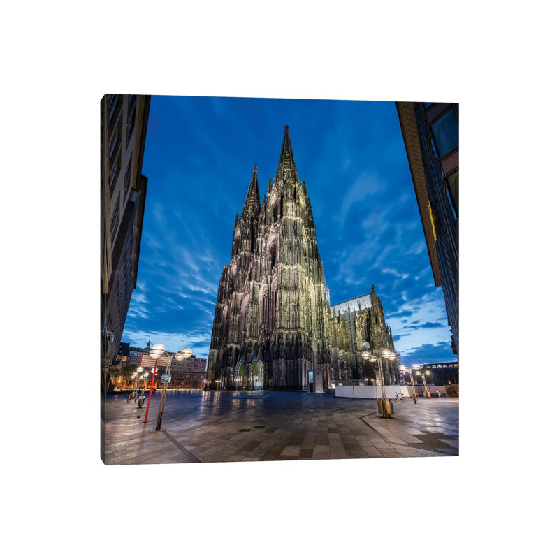 Cologne Cathedral At Night by Jan Becke - Wrapped Canvas Print, 93.98 cm H x 93.98 cm W x 1.91 cm D